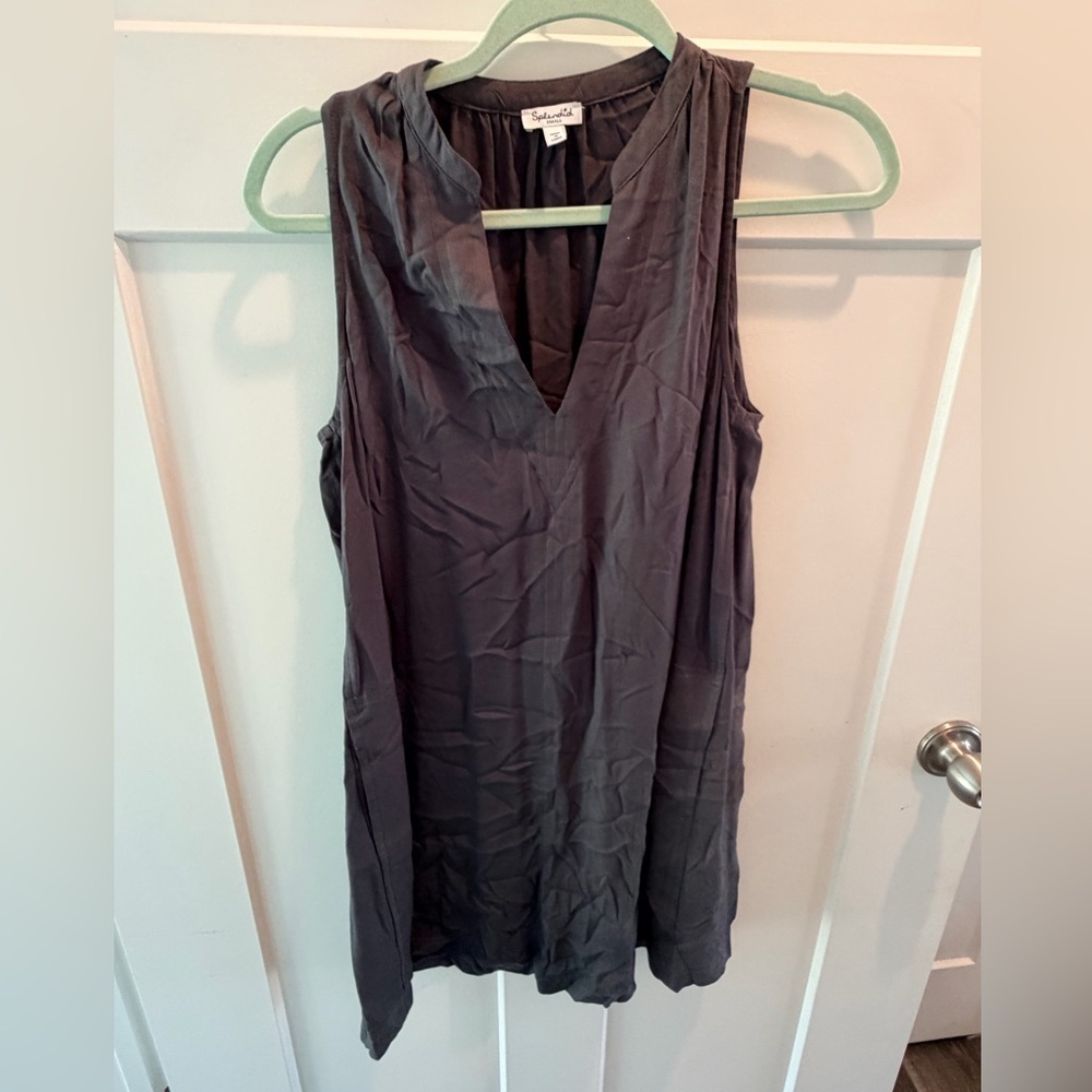 Splendid Small Sleeveless V Neck Blouse Brown Minimalist Tank Top